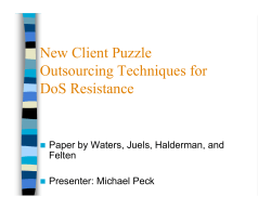 New Client Puzzle Outsourcing Techniques for DoS Resistance