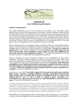 ACIM Edmonton - Sarah`s Reflections LESSON 68 Love holds no
