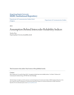 Assumption Behind Intercoder Reliability Indices