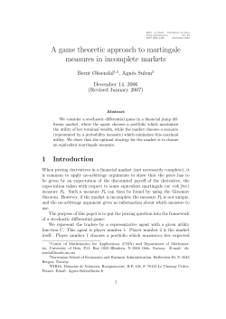 A game theoretic approach to martingale measures in