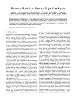 Multicore Model from Abstract Single Core Inputs