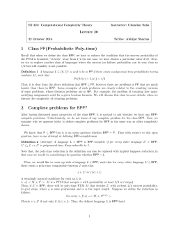 1 Class PP(Probabilistic Poly-time) 2 Complete problems for BPP?