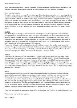 Home Learning Letter Y5