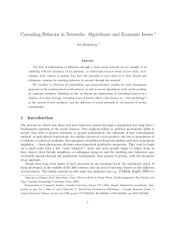 Cascading Behavior in Networks: Algorithmic and Economic Issues
