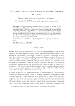 Equilibrium Concepts for Boundedly Rational Behavior in Games1