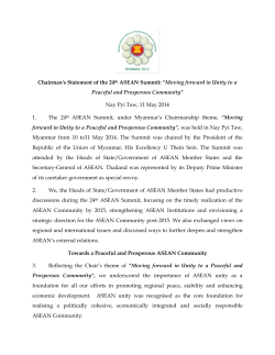 Chairman`s Statement of the 24th ASEAN Summit: "Moving forward