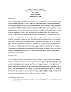 Decision Theory and Evidence Topics in Microeconomic Theory
