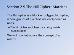 The Hill Cipher and Matrices