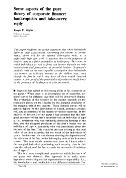 Some Aspects of the Pure Theory of Corporate Finance