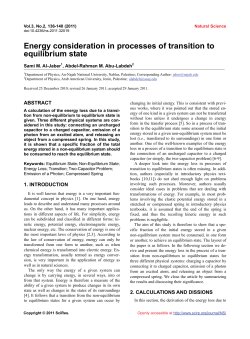 Energy consideration in processes of transition to equilibrium state