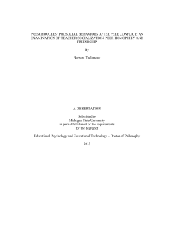 preschoolers` prosocial behaviors after peer conflict