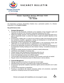 Advert for Director Expenditure Services