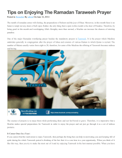Tips on Enjoying The Ramadan Taraweeh Prayer ICJARORG