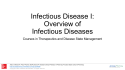 Infectious Disease I Overview of Infectious