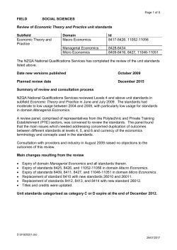 Review of Economic Theory and Practice unit standards