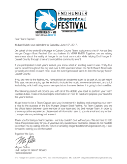 Dear Team Captain - End Hunger In Calvert County