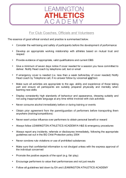 For Club Coaches, Officials and Volunteers