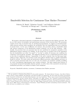 Bandwidth Selection for Continuous%Time Markov Processes"