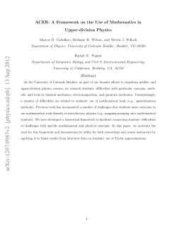 ACER: A Framework on the Use of Mathematics in Upper