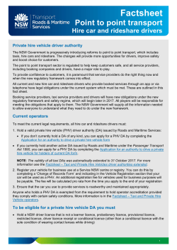 Factsheet Point to point transport hire car and rideshare drivers