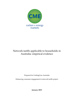Network tariffs applicable to households in Australia