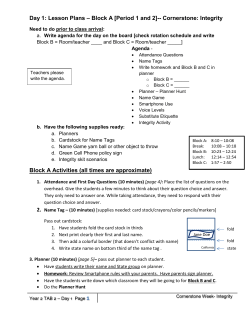 Block A [Period 1 and 2]-- Cornerstone: Integrity