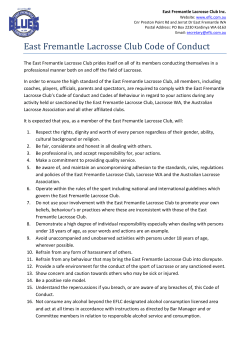 Code of Conduct 2017 - East Fremantle Lacrosse Club