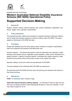 Supported Decision-Making - Disability Services Commission