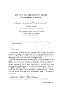 THE VAN DEN BERG-KESTEN-REIMER INEQUALITY: A REVIEW C