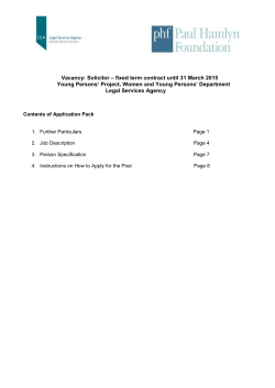 Job Description - Legal Services Agency