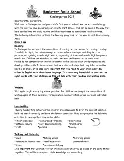 Kindergarten Information - Bankstown Public School