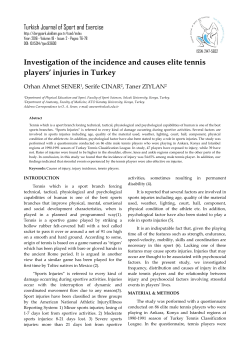 Investigation of the incidence and causes elite tennis players