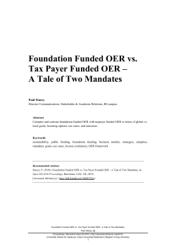 Foundation Funded OER vs. Tax Payer Funded OER &ndash; A Tale of
