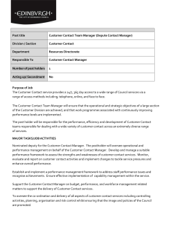 Post title Customer Contact Team Manager (Depute Contact