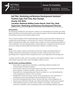 Marketing and Business Development Assistant Position Type: Full