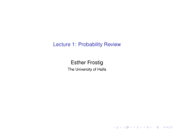 - Lecture 1: Probability Review