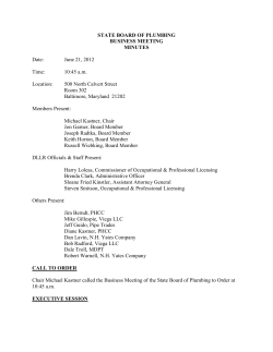 state board of plumbing - Maryland Department of Labor, Licensing
