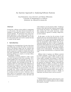 An Anytime Approach to Analyzing Software Systems Dan