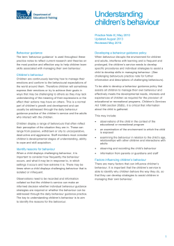 Practice notes - Understanding children`s behaviour