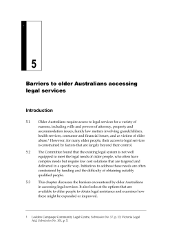 Chapter 5 Barriers to older Australians accessing legal services