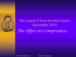The Offer in Compromise - Capital of Texas Enrolled Agents