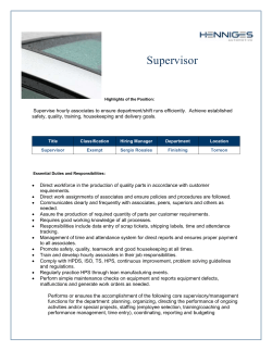 Supervise hourly associates to ensure department/shift runs