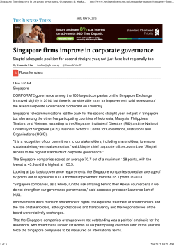 2015-05-01 BT. Singapore Firms Improve in Corporate Governance