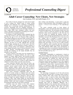 Adult Career Counseling: New Clients, New Strategies