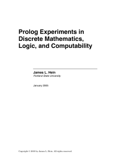 Prolog Experiments in Discrete Mathematics, Logic, and