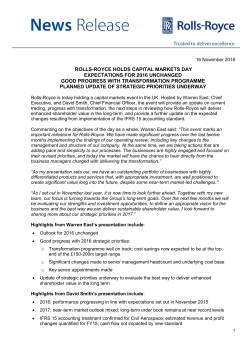 rolls-royce holds capital markets day expectations for 2016