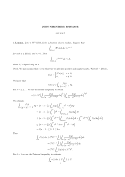 JOHN-NIRENBERG ESTIMATE 1. Lemma. Let v &isin; W 1,1(B(0, 1)) be