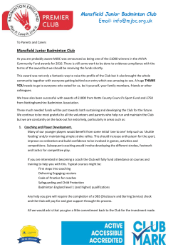 club newsletter Jan 2017 - Mansfield Junior Badminton Club