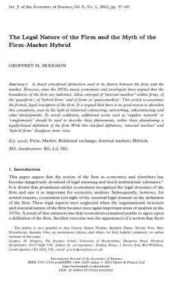 The Legal Nature of the Firm and the Myth of the Firm