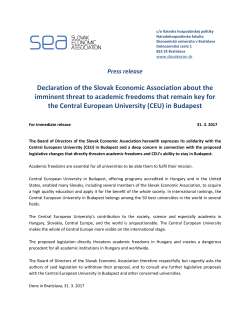 Declaration of the Slovak Economic Association about the imminent